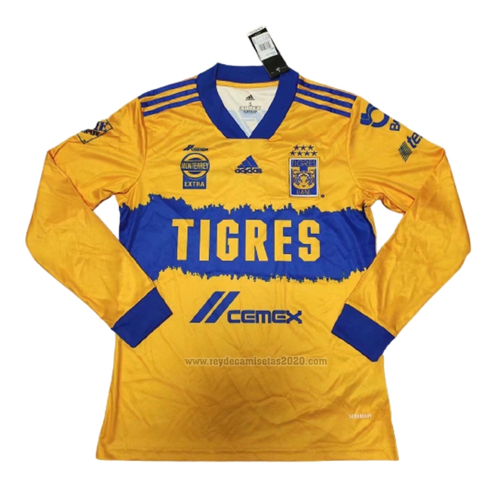 Camiseta Tigres UANL Primera Manga Larga 2020-2021 ...